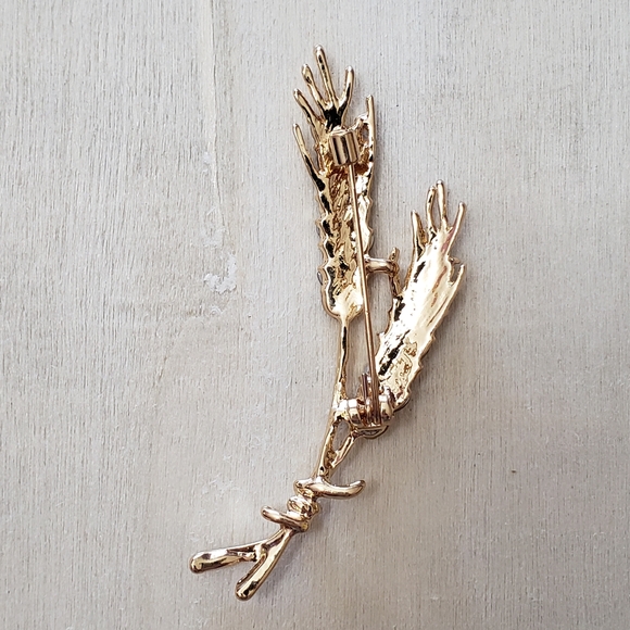 Yellow Rhinestone Wheat brooch - Picture 4 of 5
